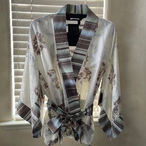 Soma 💯% Silk Jacket Daisy Sky Ginger Size 2/3